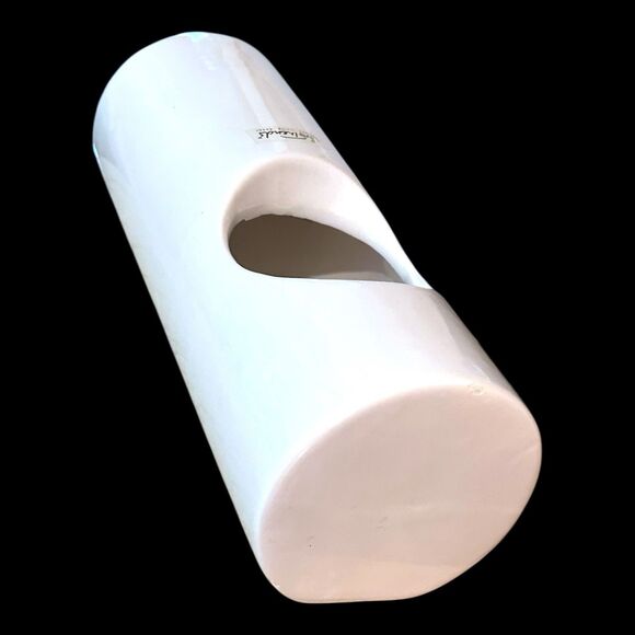 Japanese Inspired White Ceramic Ikebana Vase by Live Trends – 9" Cylinder Shape - Picture 3 of 10